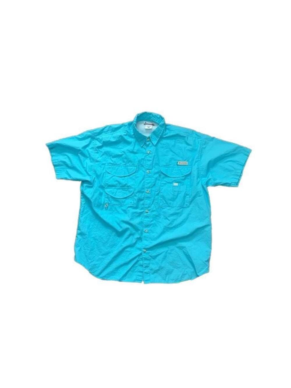 Columbia PFG Bonehead Short Sleeve Fishing Shirt Aqua Blue Men's XL